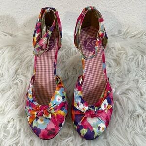 K9 By Rocket Dog Pumps Heel Size 8.5 Ankle Strap Buckle Pink Floral Jazzin Homer